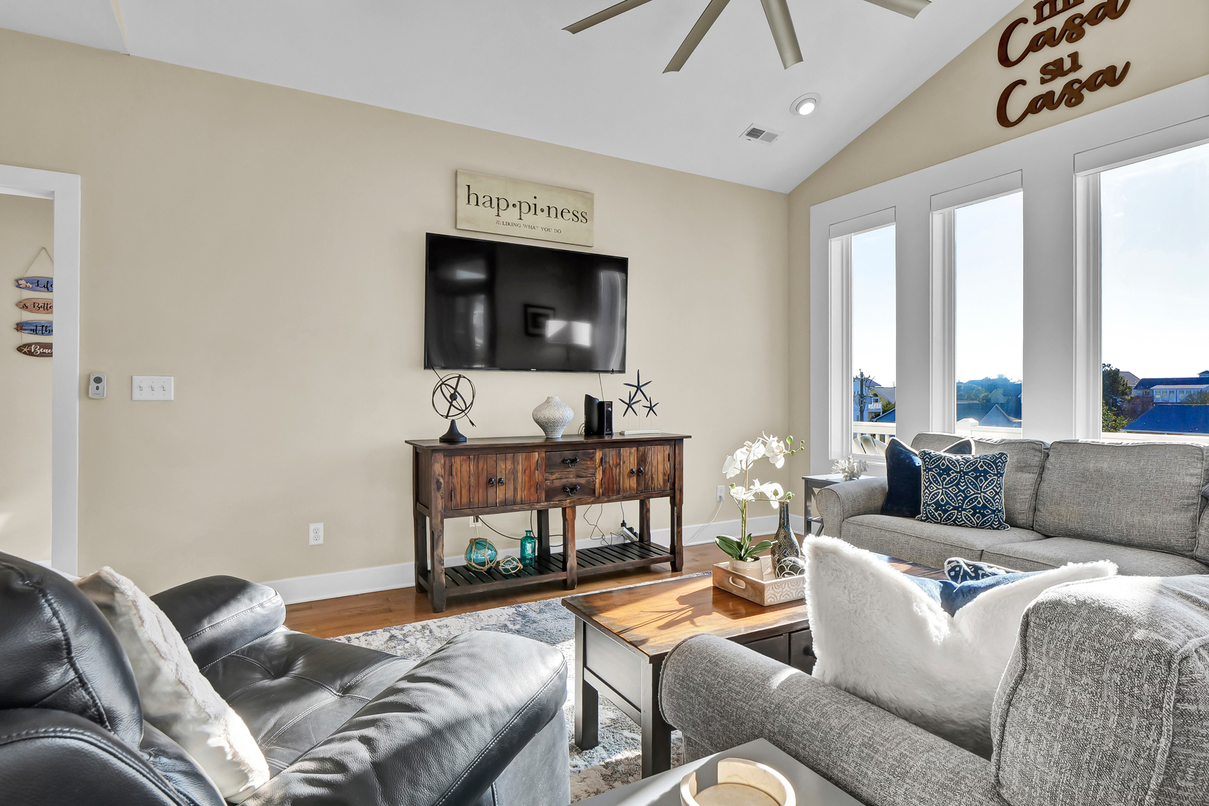 Living room seating and TV